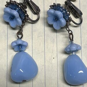 Vintage Marian Haskell Blue Floral Earrings